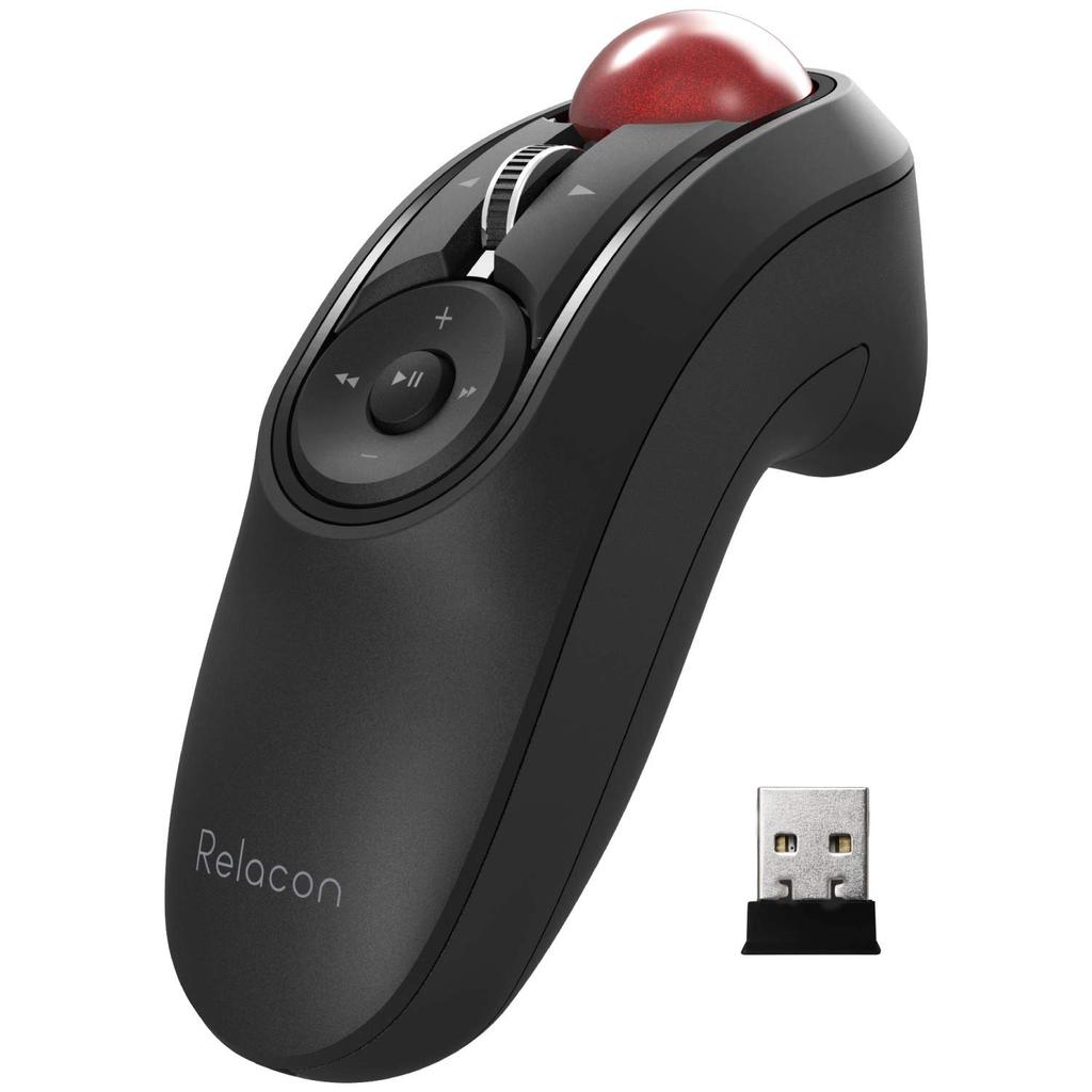 ELECOM Wireless Mouse Handheld with Media Control Silent Black (Receiver Included), Trackball, Type, Relacon, Buttons, Operation, M-RT1DRBK