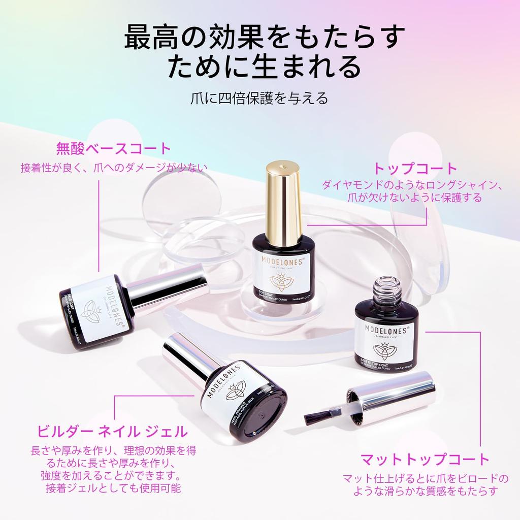 Modelones Color Gel Gel Nail 36 Color Set Gel Nail Polish Color Gel Color Gel Set Top Coat Base Coat Primer Gel Nail Kit Pink Blue Powder Palm