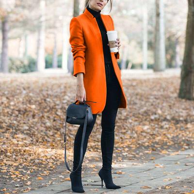 2024 Fashion Women Long Sleeve Coats Office Solid Slim Overcoat Women Long Coat