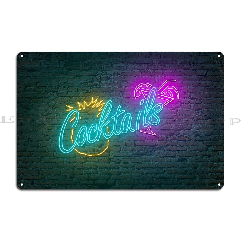 Bar Cocktails Dreams Disco Party Cocktails And Dreams Neon Metal Pub Mural Painting Dcor Vintage Tin Sign Poster 20x30cm(7.8x11.8inch)