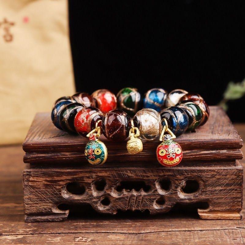 Ancient Five-way God of Wealth Bracelet, Five-color Multi-treasure Fragrant Gray Glazed Couple, Lao Qin Same Bracelet Bracelet Gift