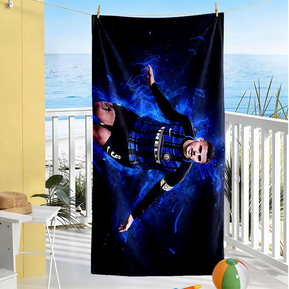 Inter Milan Player Action Beach Towel Super Soft Microfiber Quickdry Fabric Comfortable Lightweight