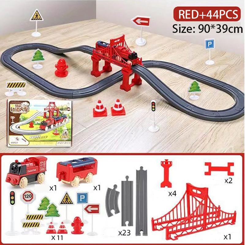 44Pcs/set Electric Train Track Sets Assembling Rail Train Car Toys Boy Educational Simulation Model Christmas Birthday Gift