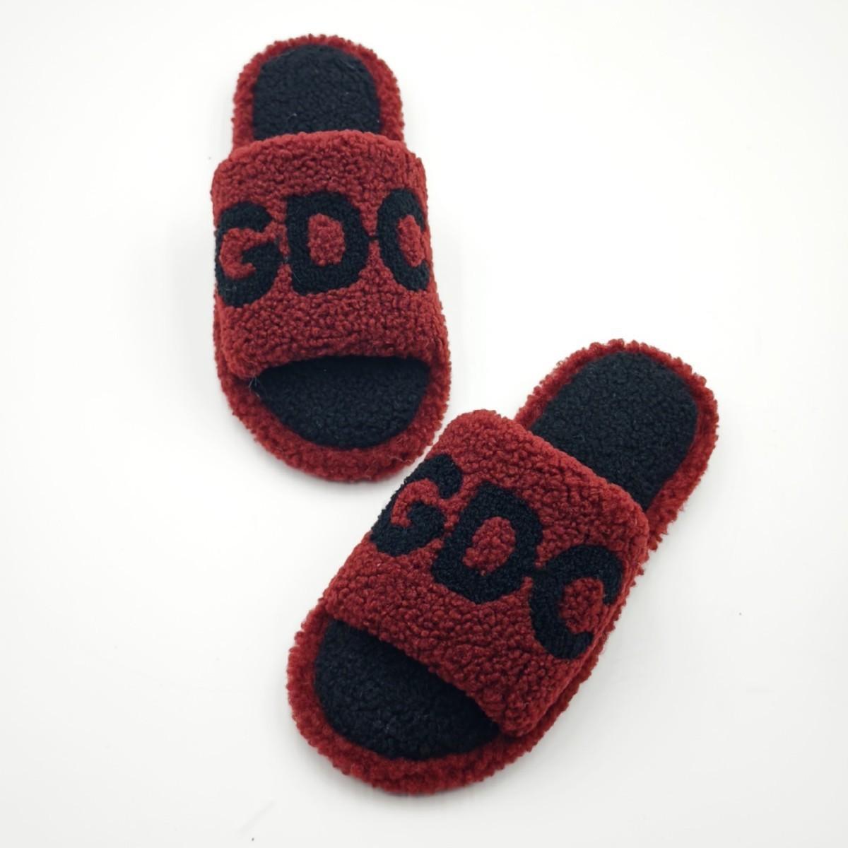 

Тапочки Mao Mao женские на плоской подошве новая корейская версия ins трендовая обувь осень и зима 2025 толстоподошвенные хлопковые тапочки весна и осень 44-45 красный черный