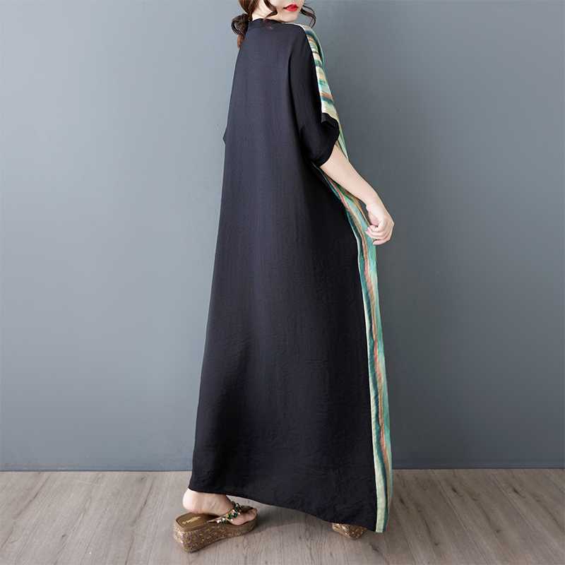 Summer V-neck Short Sleeved Patchwork Dress for Women