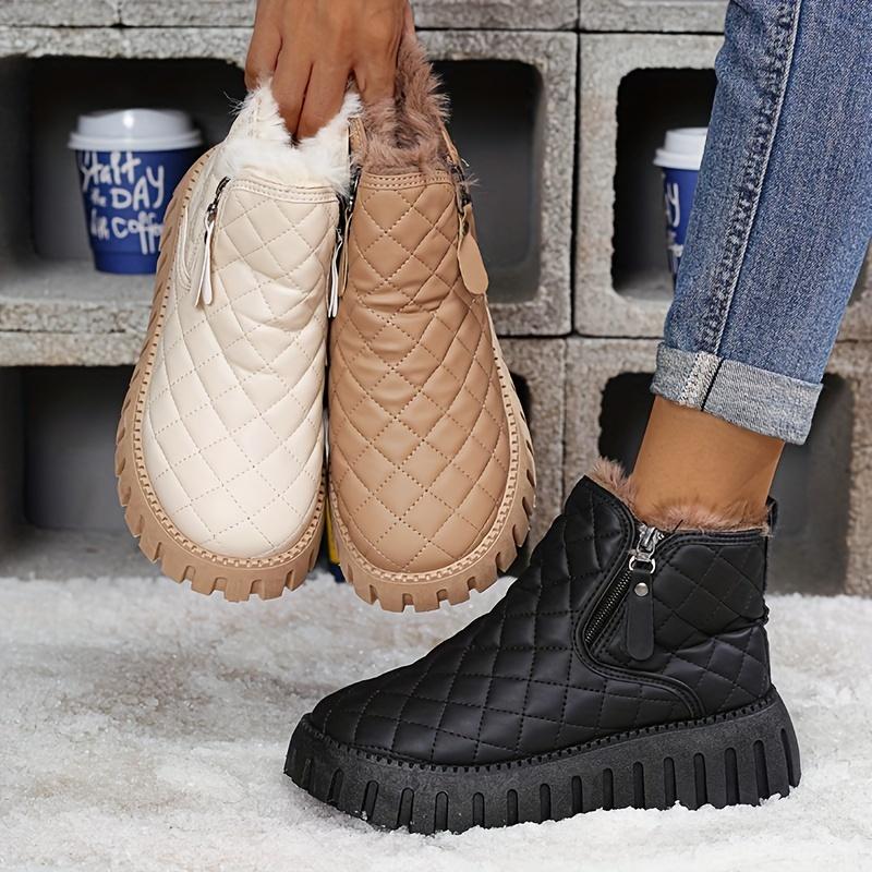 Varme snøstøvler for kvinner med fortykkede såler, høye ankelstøvler og fritidssko for vinteren.
