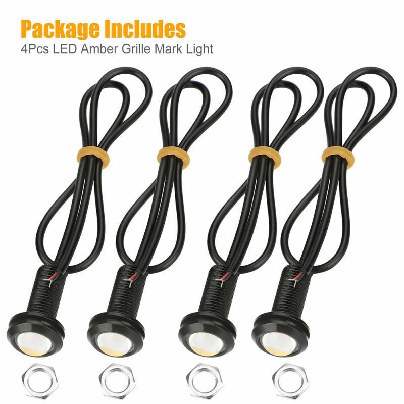 4 Pcs Led Front Grille Marker Lights 300lm 3w Amber Color Lamp Compatible For Chevrolet Colorado