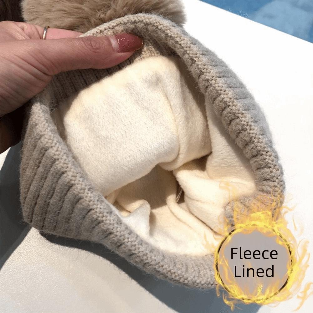 Windproof Knitted Beanie Cap Pom Pom Decoration Casual Beanie Winter Warm Hat for Unisex