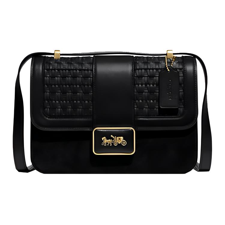 

Coach Alie 23 Leather Woven Crossbody Flap Bag Women bags Black C5310-B4BK Basic Set (Bag+Dust Bag)