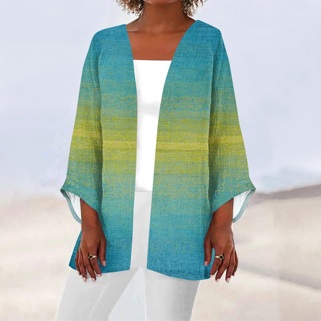 Women's Casual Fashion Printed Lightweight Mid-length Jacket Cardigan