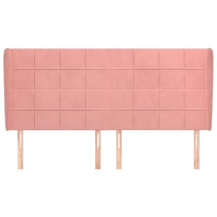 3118027 vidaXL Tête de lit avec oreilles Rose 203x23x118-128 cm Velours