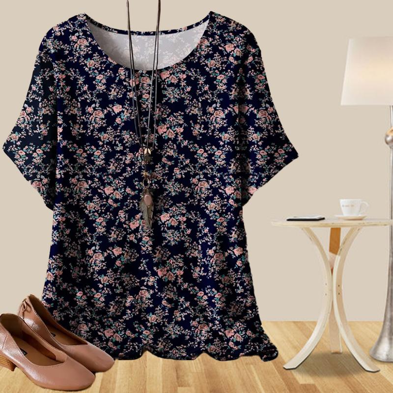 Damen Trend Lässig Locker Frühling Hemd Damen Kurzarm Floral Retro Muster Bedruckte Oberteile