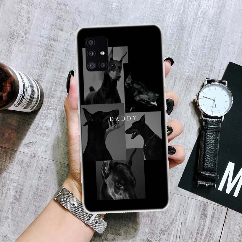 Black Dachshund Doberman Phone Case For Samsung Galaxy A52 A32 A22 A12 A02S A50S A30S A51 A31 AA71 Note 20 Ultra 10 S10 Plus Gal