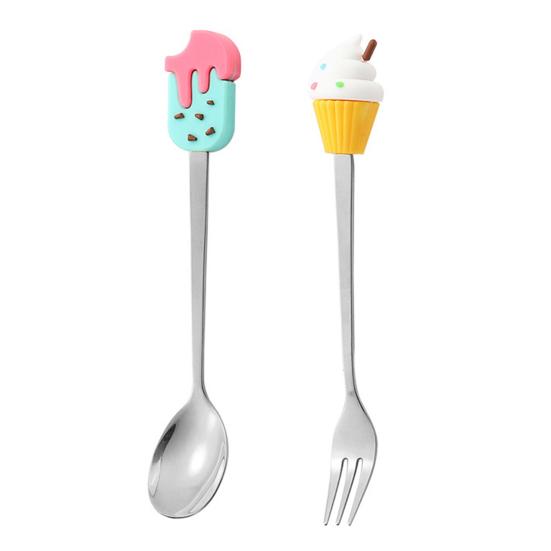 

Steel Spoon And Fork Set Head Spoon Creative Round Cartoon Dessert Utensils Dishwasher Safe Cutlery