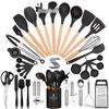 44-Piece Silicone & Wood Handle Kitchenware Set - Non-stick Cooking Spatula, Soup Ladle, and Tableware Tools