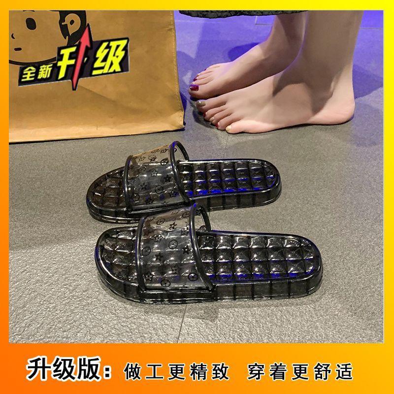 Indoor Home Trendy One-word Flat Shoes Fashionable High-value Crystal Cool Slippers Women's 2025 Summer and Autumn New Models