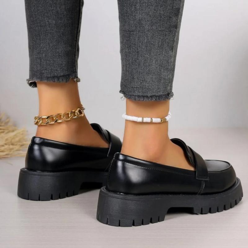 Fashion British Style Platform Loafers Women 2025 Plus Size Round Toe Single Shoes Woman Thick Bottom Pu Leather Oxfords Zapatos Mujer