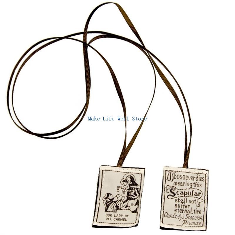 Brown Scapular Our Lady of Mount Embroidered Scapular Catholic Necklace