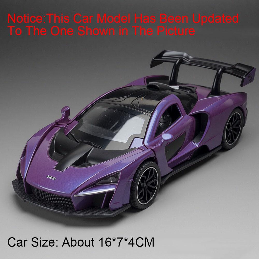 

1:32 Scale 600LT Senna Toy Car Model Alloy Diecast Doors Opened Pull Back Sound Light Miniature Vehicles Boys Perfect Gifts