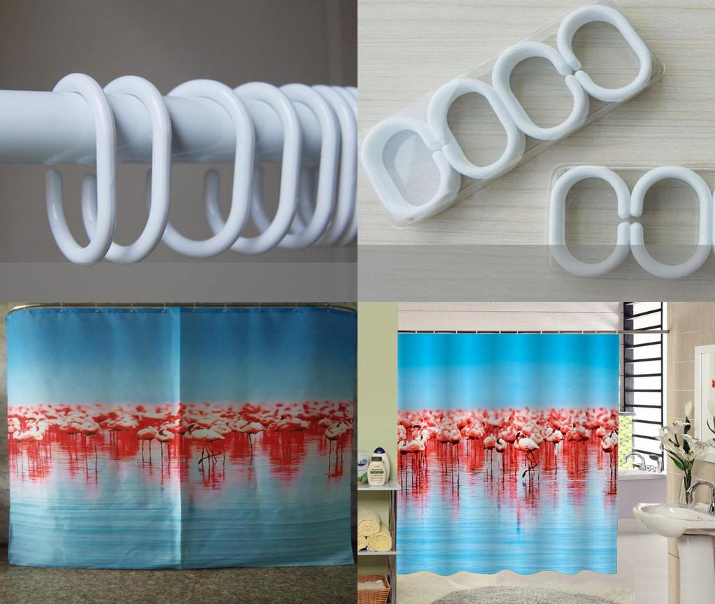 Luxurious 3d Waterproof Polyester Shower Curtain With Elegant Red-crowned Pattern