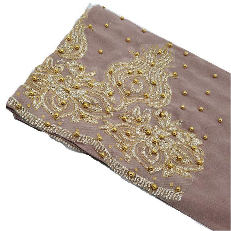 Premium Chiffon Hijabs Scarf Shimmer Gold Glitters Beads Hijab for Muslim Woman Head Scarf Shawl Wrap Lightweight