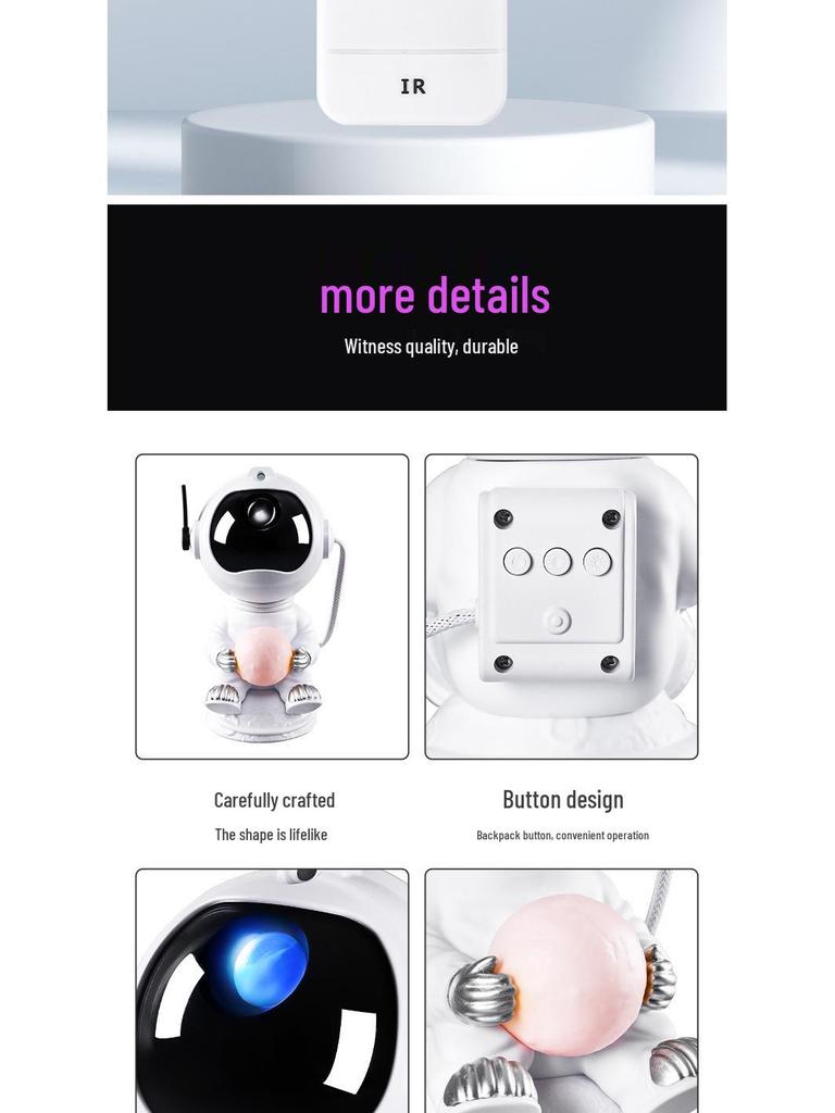Remote Control Astronaut Projector: Starry Sky Night Light with USB Base