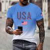 3D Digital Printed Casual Men's T-shirt with American Flag T-Shirts