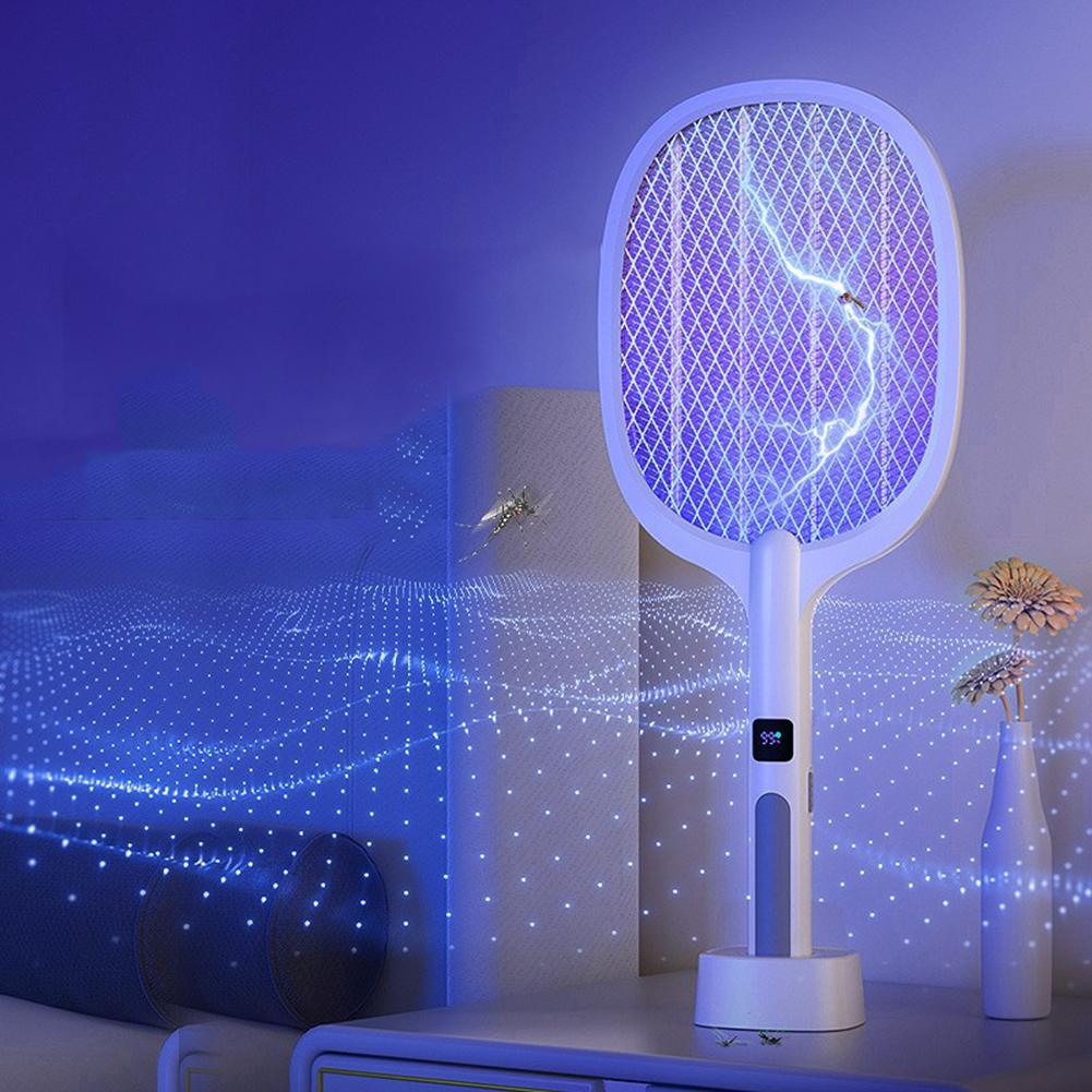 Elektrische Fliegenklatsche Wiederaufladbare Mückenvernichtungslampe Insektenvernichter Schläger Anti-Mückenklatsche Fliegenfalle Lampe für Innen und Außen