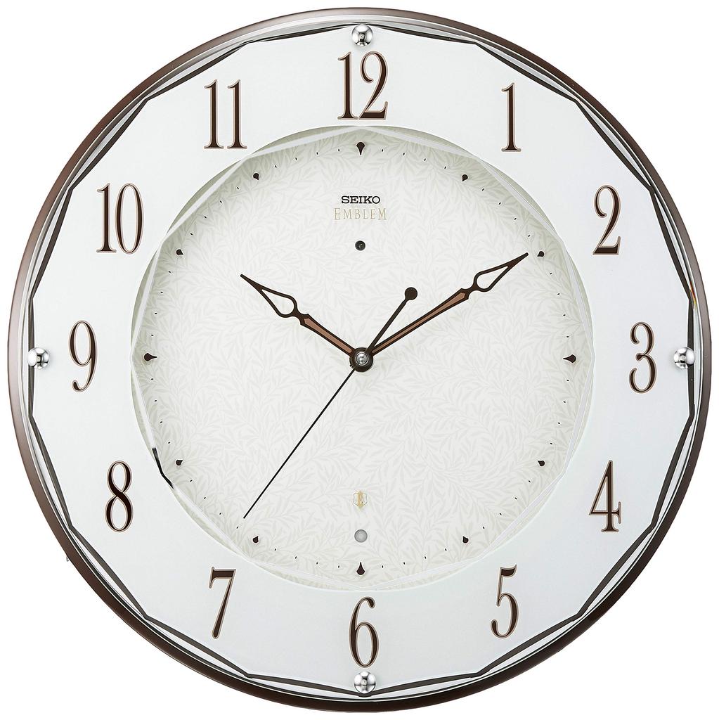 Seiko Clock Wall Dark Diameter 320 x 45 Radio SEIKO EMBLEM HS524B Clock, Brown, mm, Controlled, Analog,