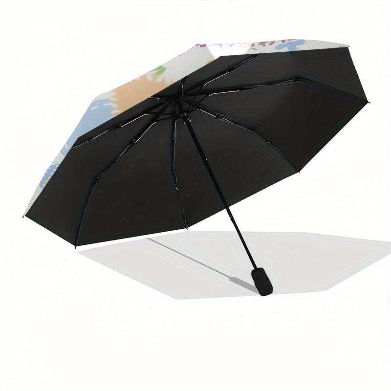 Mashumaro Automatic Folding Umbrella Simple 8 Rib Design, Bright Cartoon Pattern, Durable Iron Frame, Suitable For Travel, Outdoor, Beach Cu
