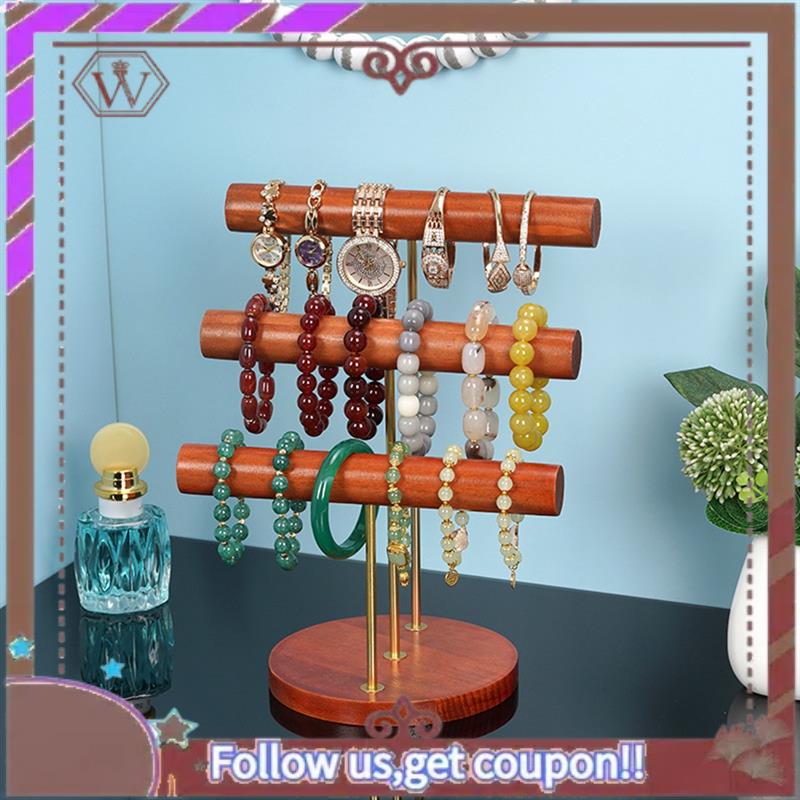 Solid Wood Large Jewelry Rack Jewelry Storage Rack 3 Tiers Bracelet Display Rack For Girls Storage