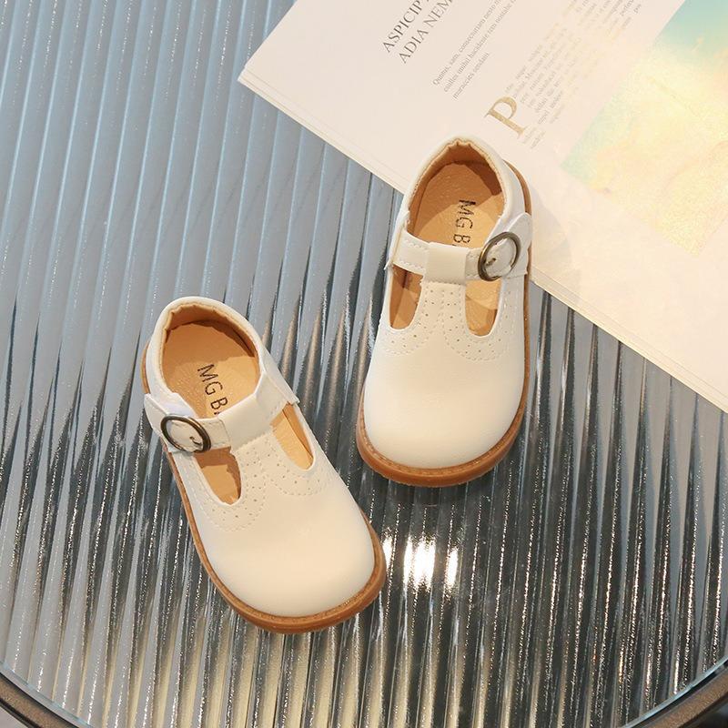 Girls Solid Color British Style Kids Princess Leather Shoes College Style Casual Single Shoes