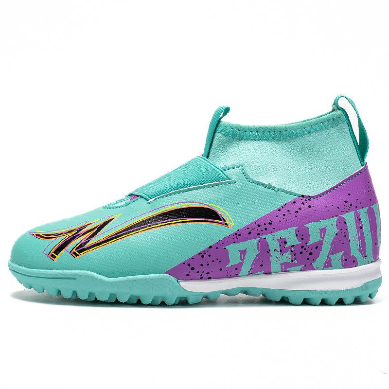 

No shoelaces one pedal football shoes flying woven broken nails TF rubber sole artificial turf training shoes for primary and secondary school studen 29