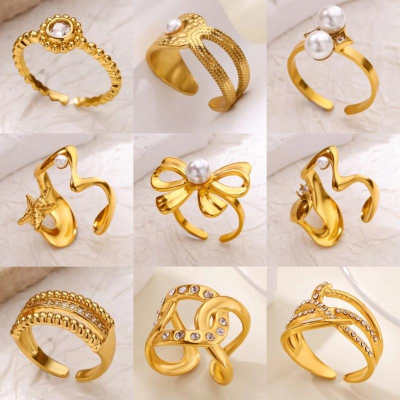 Light luxury high-end cross zircon ring women's fashion personalized bow does not fade titanium steel index finger temperament jewelry