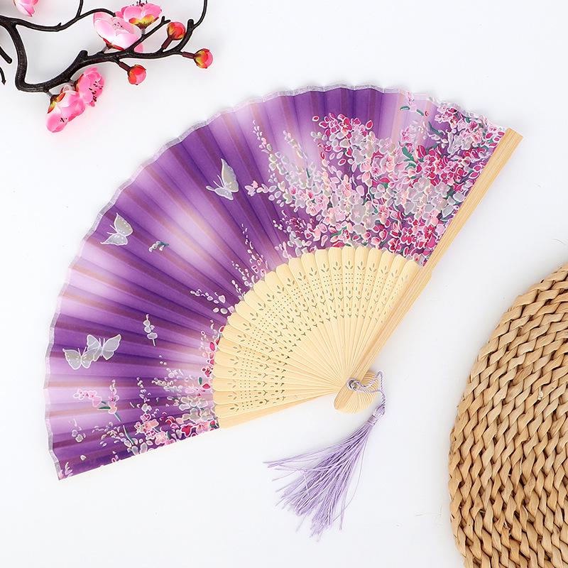 Hanfu skládací vějíř pro ženy inspirovaný japonským a čínským stylem – Scénický tanec bambusový styl