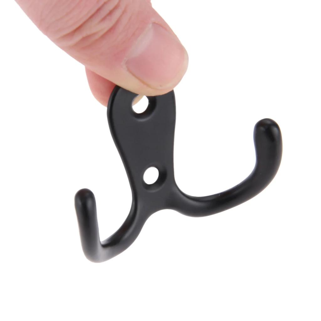 3sets Double Heads Hook Wall/Door Mounted Hanger W/screws Coat/Key/Bag/Towel/Hat/Mask Holder 53mm