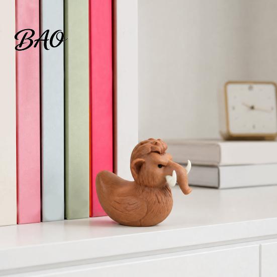 Mammoth Duck Statue Figurine, 3D Printed Ornament, Funny Unique Animal Figurine Statue, Novelty Desktop Decoration for Home Table Shelf Retro Style