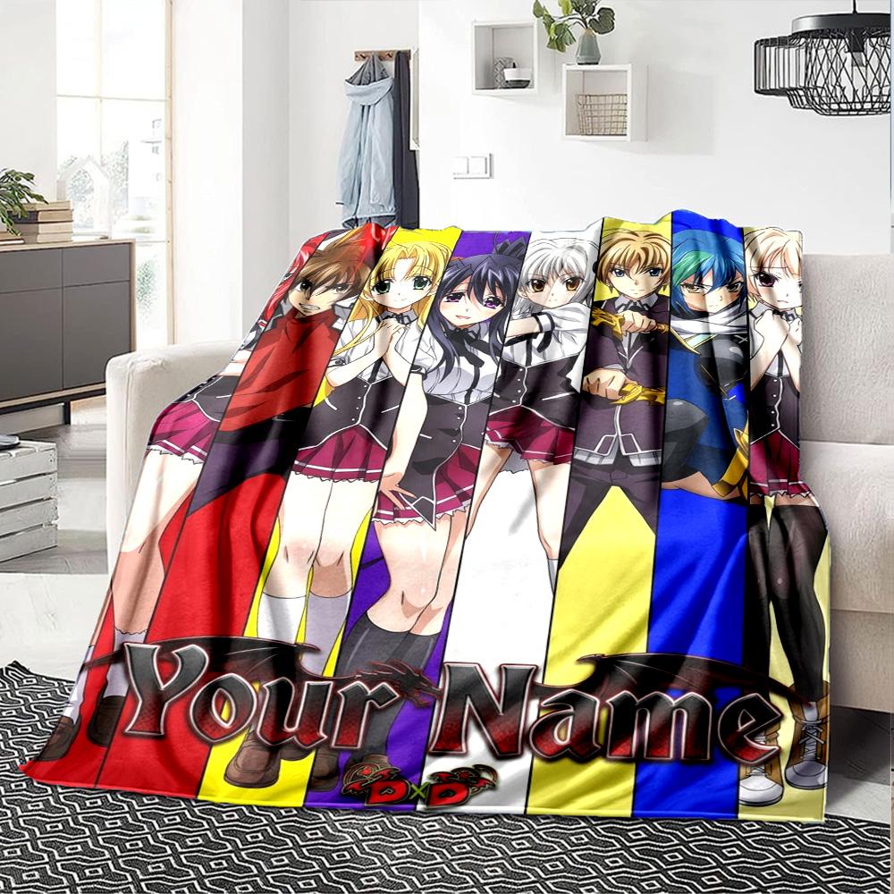 Name Custom High School DxD Print Flannel Blanket High Quality Warm Comfortable Cover for All Seasons Perfect for Gifts Home Decor