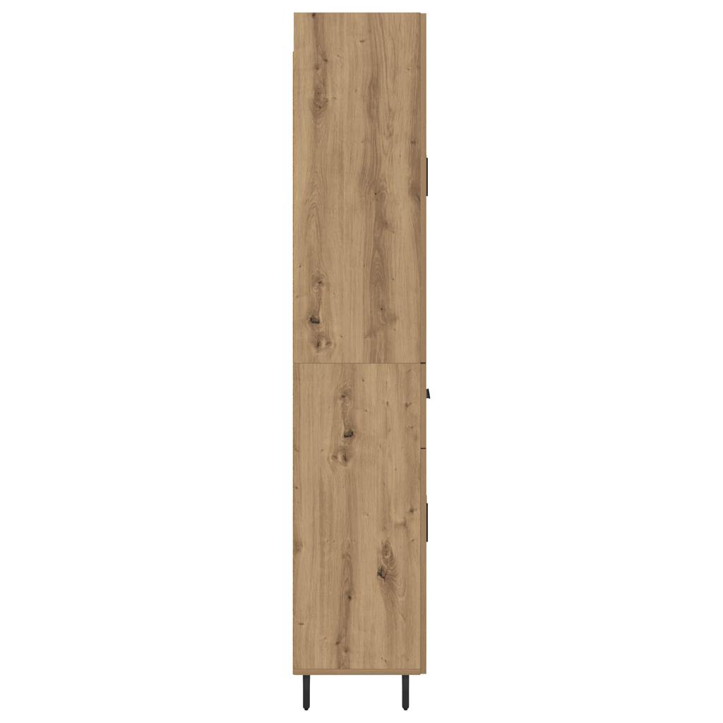 Highboard Set of 2 Pcs Artisan Oak Engineered Wood and Glass