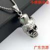 Halloween High Hat Skull Stainless Steel Pendant Hip Hop Exaggerated Personality Titanium Steel Necklace Sweater Chain