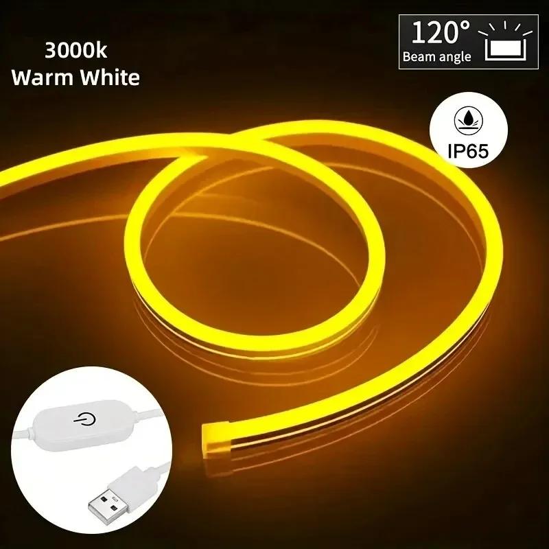 Sensor Touch Neon LED Sign Light Strip 5V USB Strip Flexible Diode Tape Indoor Lighting Room DIY TV Mirror Backlight Room Decor