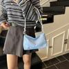 Blue Bow Underarm Bag Korean Women's Handbag Fashion Denim Shoulder Bag  Commuting