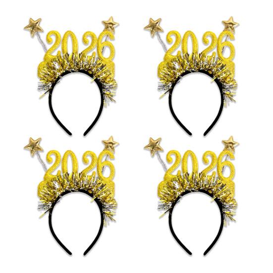 4ks Čelenka s ozdobou vločky, třpytivé číslo 2026, vlasová obruč, brýle, slavnostní vánoční párty doplněk