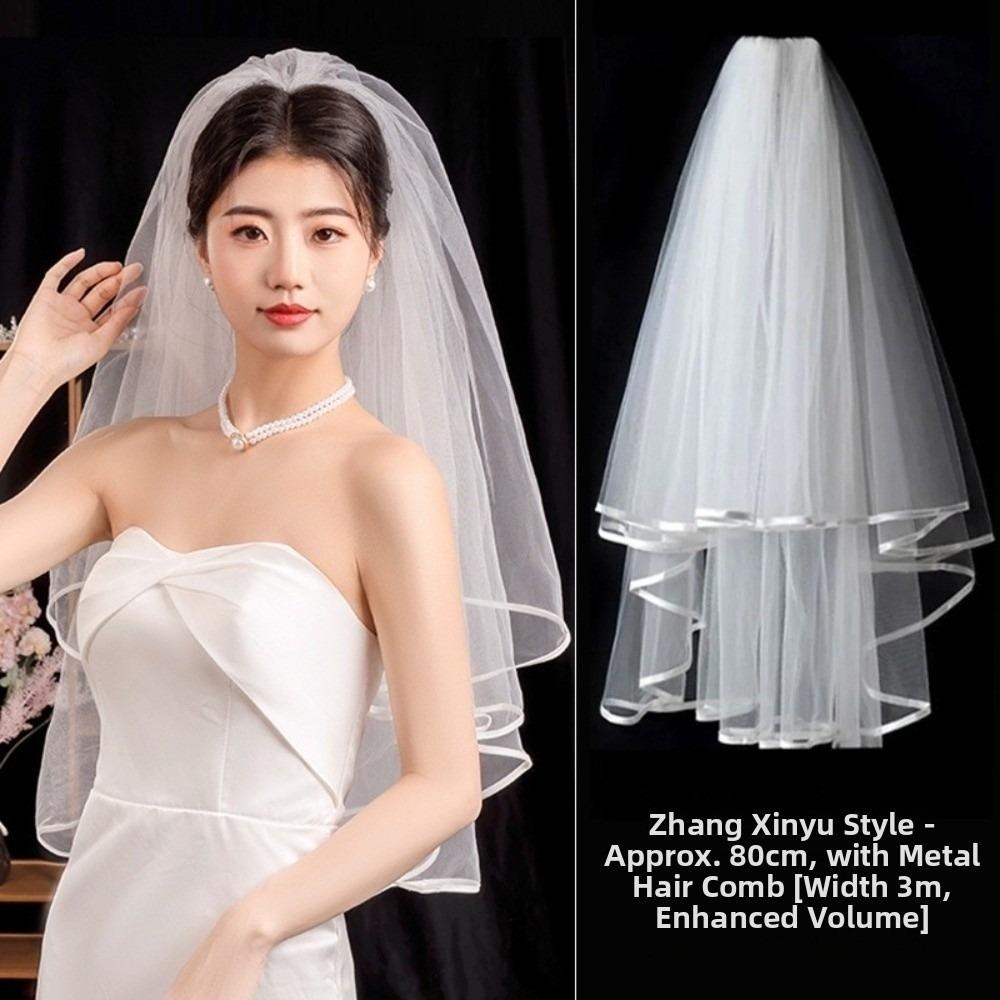 Bow Wedding Veil Pearl Accessories Women's Tulle New Bridal Veil  Bridal Photoshoot