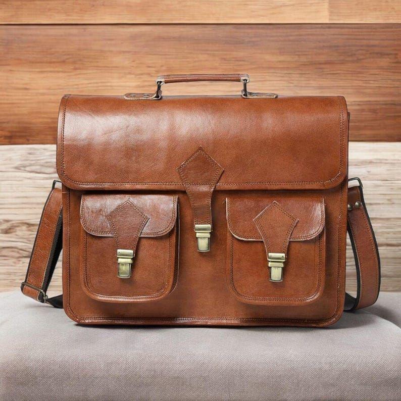 Rustic Leather Laptop Messenger Bag, Personalized Briefcase, Crossbody Office Satchel, Handmade Gift for Men, Valentine Present