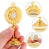 2 Stück Messing Metall Stehendes Kruzifix Kreuz für Heimdekoration Katholische Kirche Gebetstischplatte Display Religiöses Christliches Ornament