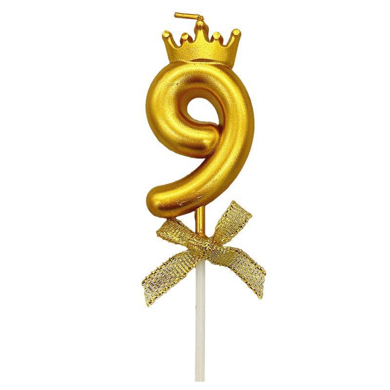 Gold Crown Number Birthday Candles Luxury Metallic Numeral Cake Toppers Happy Birthday Party Decorations for Kids Adults Men Women