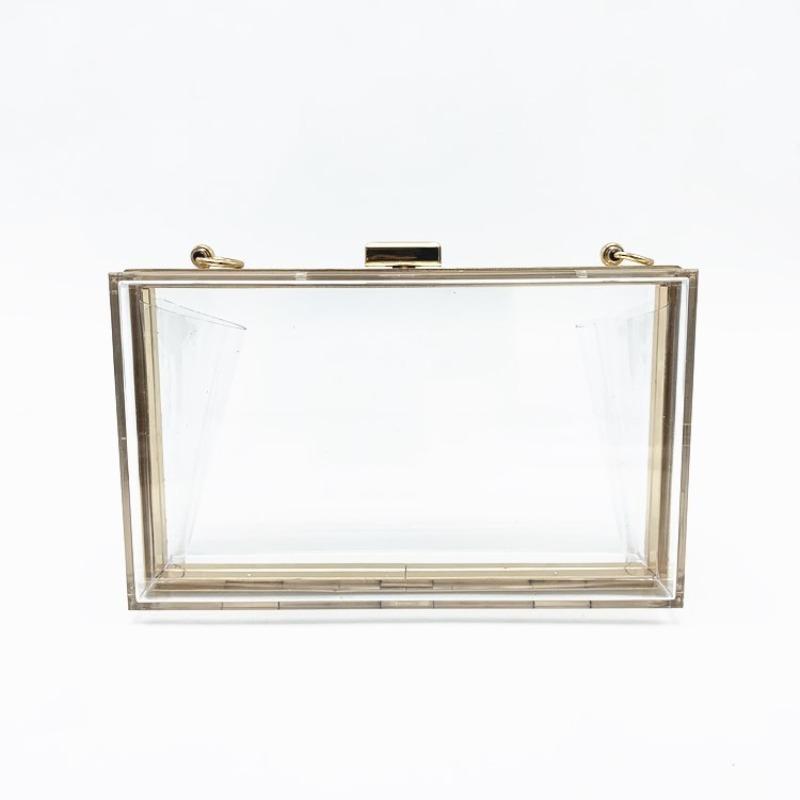 Popular acrylic women's bag small square bag summer candy color transparent box bag dinner bag manufacturer chain bag