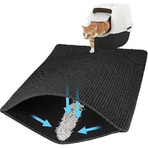 EVA Honeycomb Cat Litter Mat - Cat Litter Scatter Control Mat, 2-Layer Waterproof and Urine-Proof | Non-Slip | Easy Clean | for Single-Cat