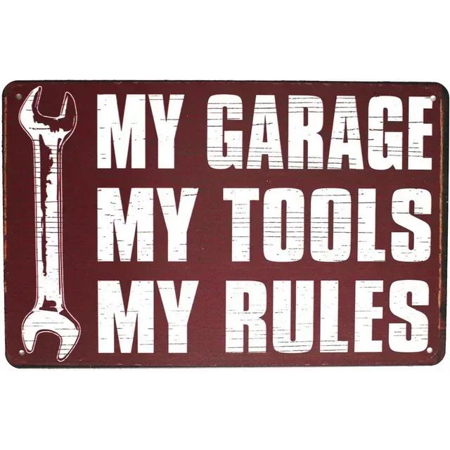Vintage Metal Tin Signs  My Garage My Rules  Retro Wall Decor Plaque for Game Room Cafe Garage Club Bar Pubs  Iron Painting D